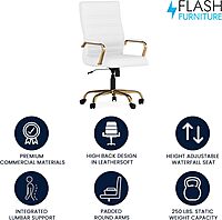 Flash Furniture Whitney Swivel LeatherSoft Desk Chair with Padded Seat and Armrests