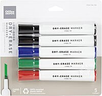 Office Depot Brand Low-Odor Dry-Erase Markers, Chisel Point, 100% Recycled Plastic Barrel, Assorted Colors, Pack Of 5