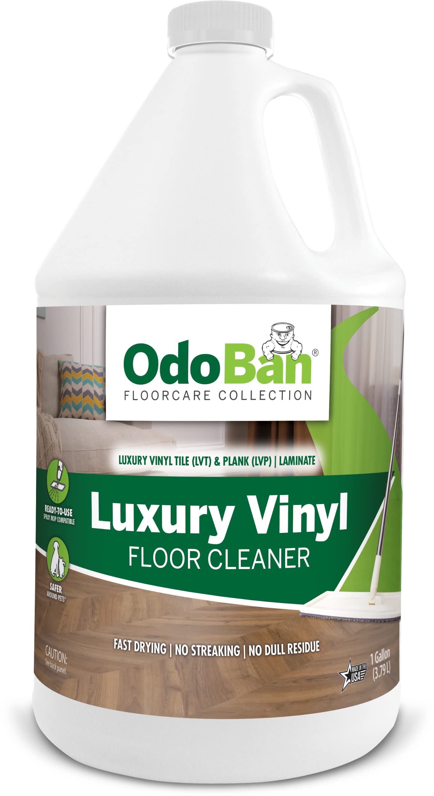 OdoBan Ready-to-Use Luxury Vinyl Floor Cleaner, Streak Free and Neutral PH Formula, 1 Gallon, Scentless 128 Fl Oz (Pack of 1)