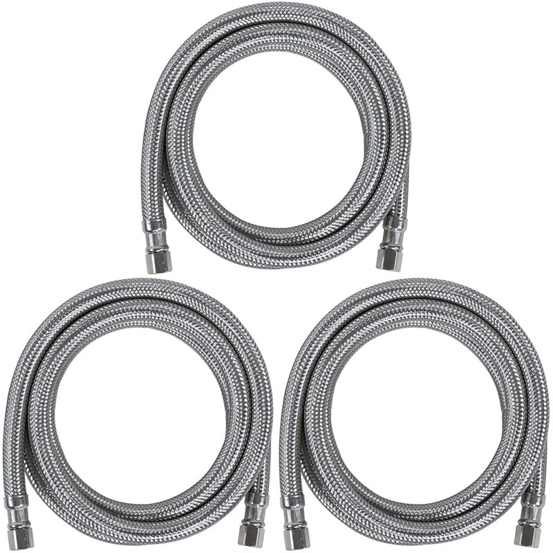Certified Appliance Accessories Ice Maker Water Line, 6 Feet, PVC Core with Premium Braided Stainless Steel (Pack of 3) 6'