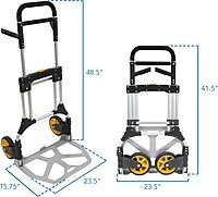 Mount-It! Folding Dolly, Aluminum Trolley, Industrial Grade Heavy Duty 440 Lb Capacity Hand Truck with Durable Rubber Wheels, Ergonomic Telescoping Handle for Indoor Outdoor, Foldable & Moving Dolly
