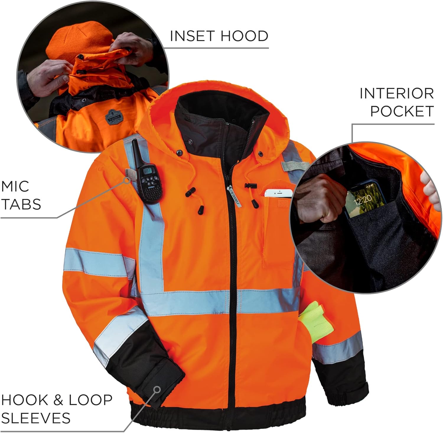 Ergodyne GloWear 8379 Type R Class 3 High-Visibility Fleece-Lined Bomber Jacket