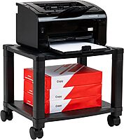 Mind Reader Rolling Printer Cart, Utility Cart, Printer Stand, Under Desk Storage, Office, 17.25"L x 13.5"W x 14.25"H, Black 2-Shelves