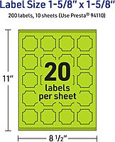 AVERY Printable Square Scalloped Labels, Sure Feed Technology