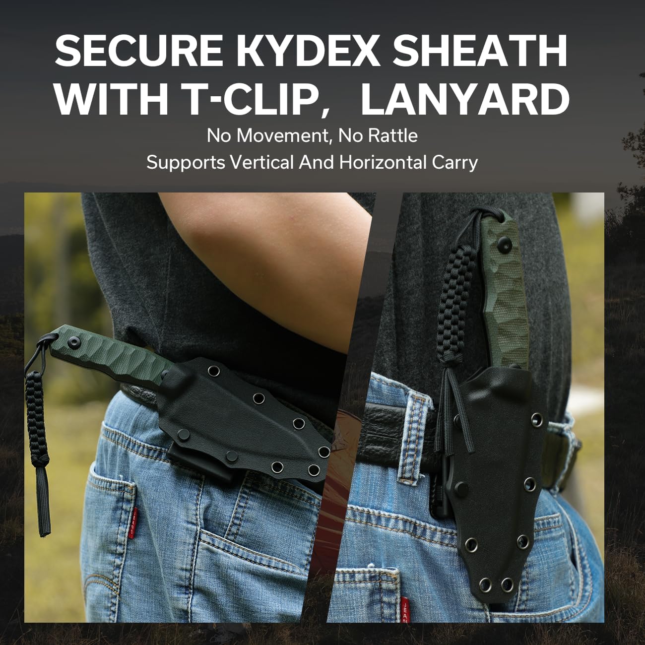 CIVIVI Propugnator EDC Fixed Blade Knife with Kydex Sheath, T-Clip and Lanyard, 4.15" D2 Blade