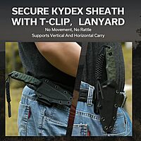CIVIVI Propugnator EDC Fixed Blade Knife with Kydex Sheath, T-Clip and Lanyard, 4.15" D2 Blade