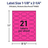 Avery Printable Oval Scalloped Labels, Sure Feed Technology, 1-1/8 in x 2-1/4 in, Neon Magenta, Print-to-the-Edge