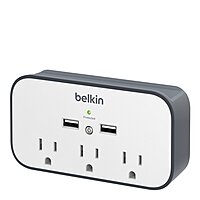 Belkin Wall Surge Protector - 3 Outlet w/ 2 USB Ports Mount with Premium Protection Against Surges Safe Charge for Mobile