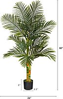 Nearly Natural Golden Cane Palm 60inH Artificial Plant With Planter, 60inH x 24inW x 24inD, Green/Black