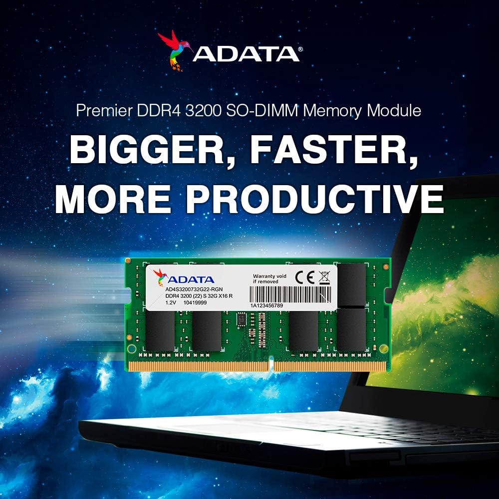 ADATA Premier 8GB (1x8GB) DDR4 3200MHz CL22 PC4-25600 260-Pin SODIMM Memory RAM Single Pack(AD4S32008G22-SGN)