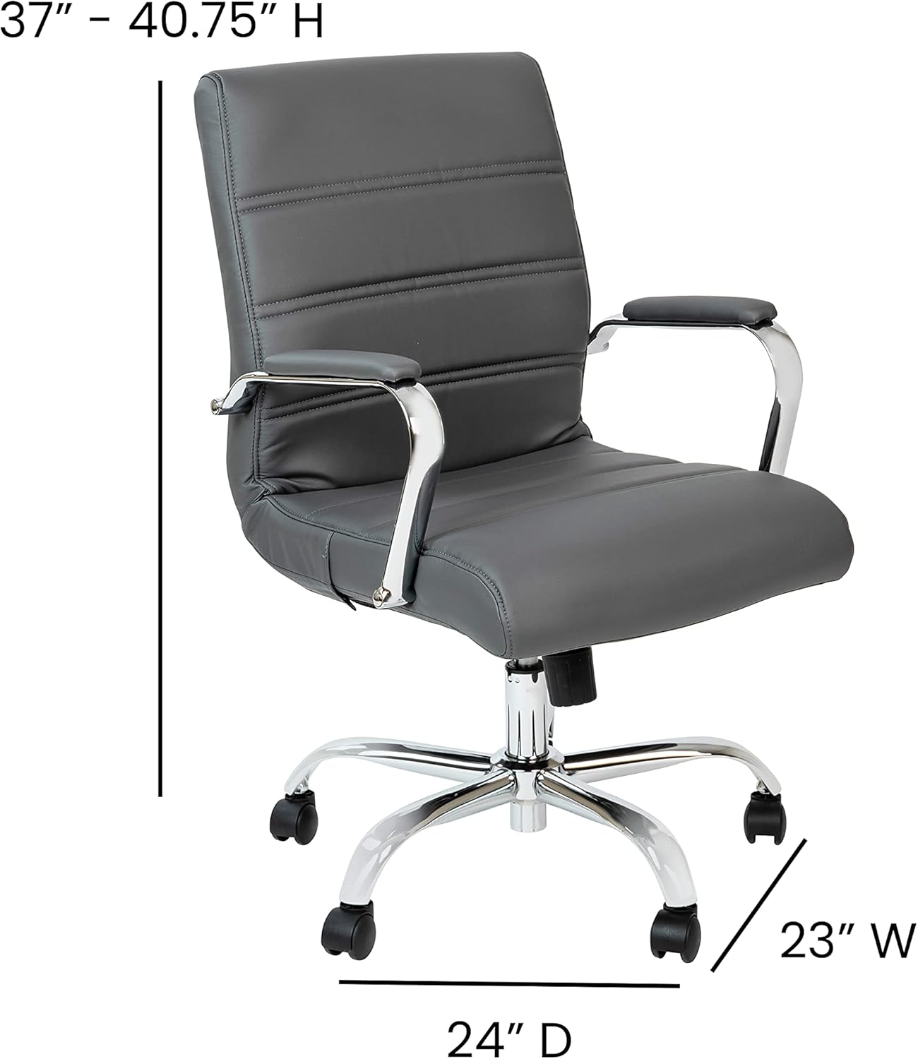 Flash Furniture Whitney Mid-Back Swivel LeatherSoft Desk Chair with Padded Seat and Armrests