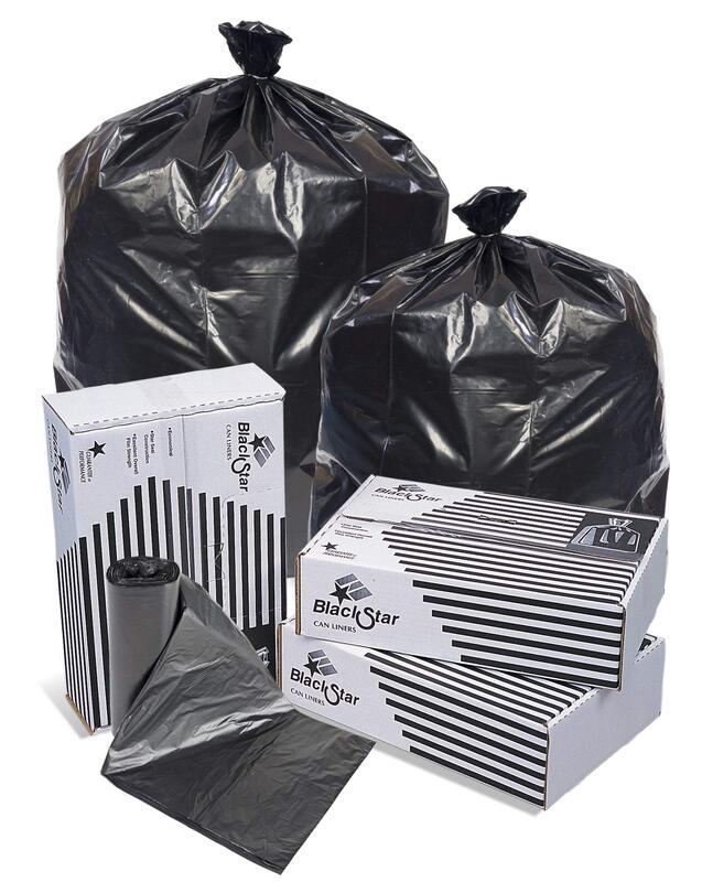 PITT PLASTICS/INTEPLAST, BLACK LOW DENSITY PERFORATED CAN LINER 100-10, Manufacturer Part Number: B76530XK