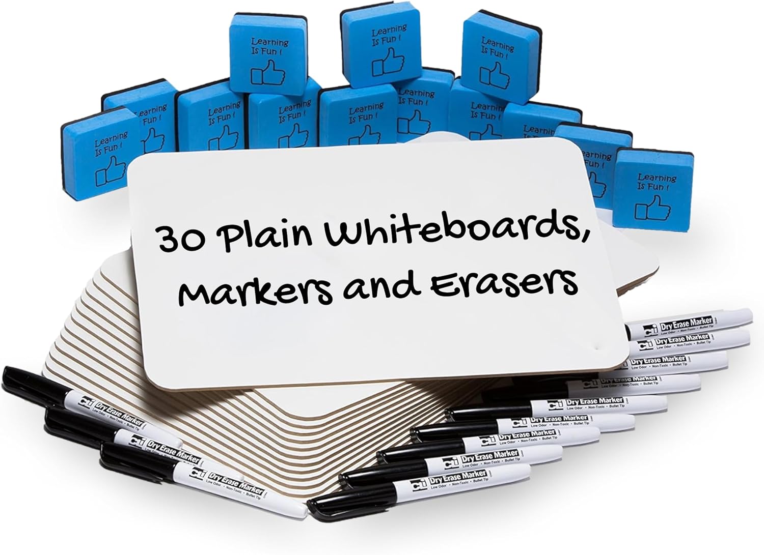 CHARLES LEONARD Dry Erase Lapboard Class Pack with Markers and Erasers