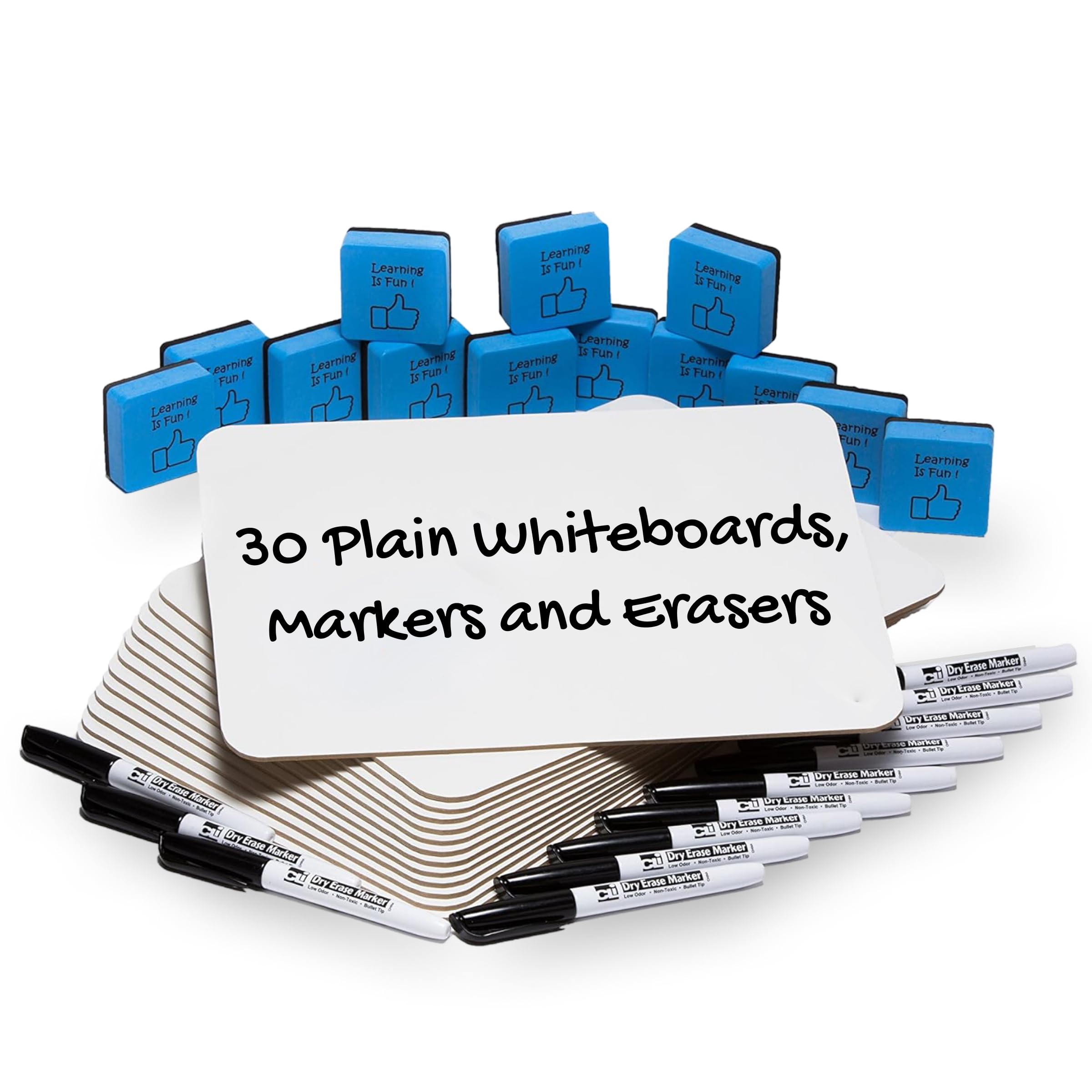CHARLES LEONARD Dry Erase Lapboard Class Pack with Markers and Erasers