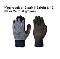 SHOWA 341 Natural Rubber Latex Palm Coated General Purpose Work Gloves with Nylon/Poly Liner, 13-Gauge, Black