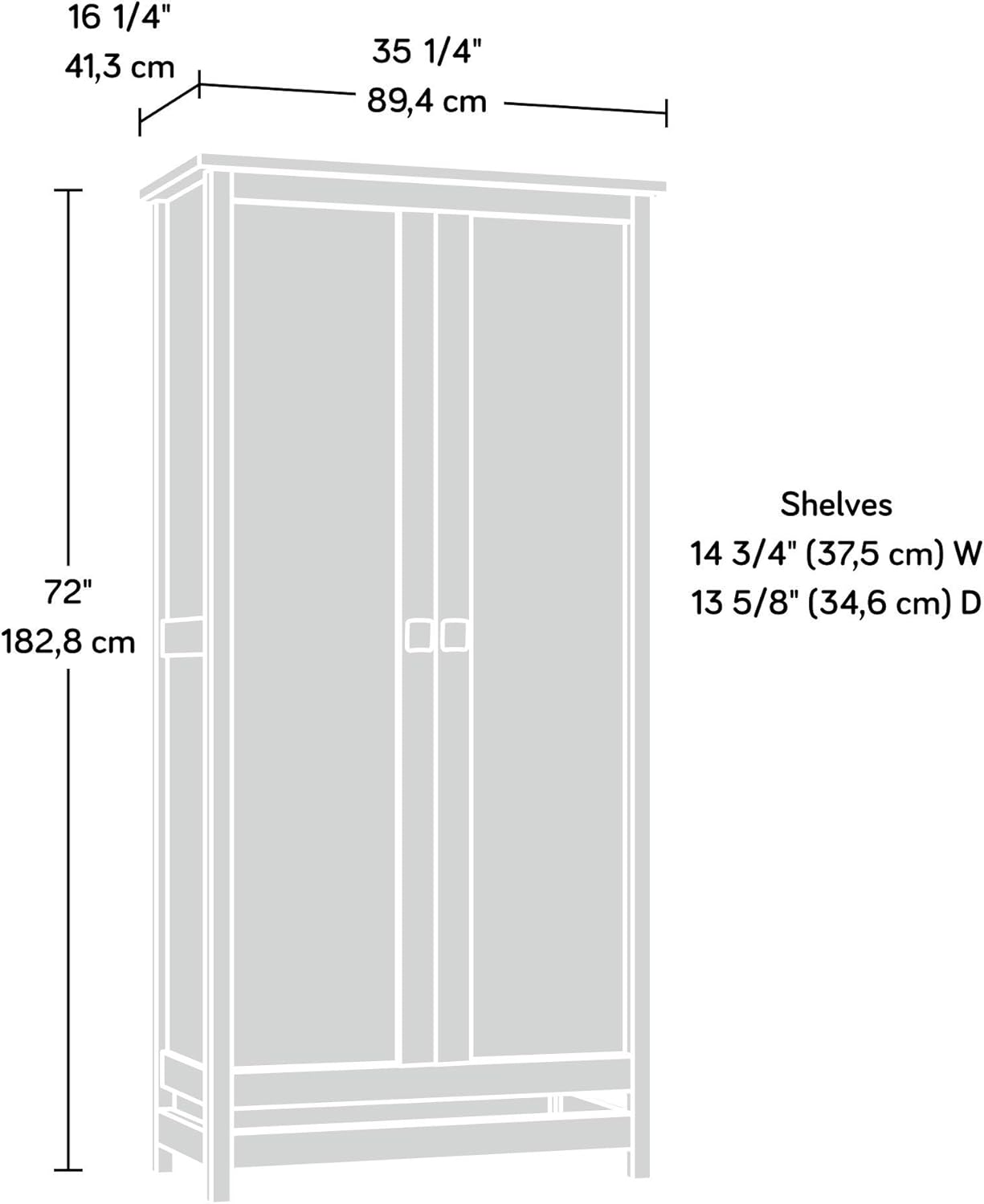 Sauder Cannery Bridge Storage Cabinet/ Pantry Cabinet, Sindoori Mango finish L: 35.20" x W: 16.26" x H: 71.97" Sindoori