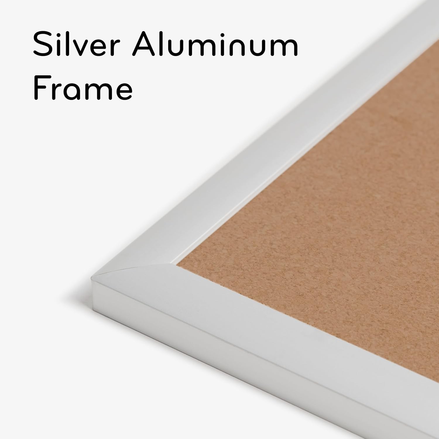 U BRANDS Cork Bulletin Board, Silver Aluminum Frame
