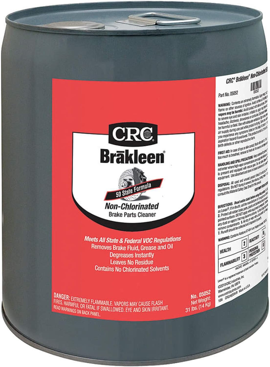 CRC Brakleen 1003667 Brake Parts Cleaner Non-Chlorinated 50 State Formula, 5 Gallon, [1 Pack] 1 Pack 640 Fl Oz (Pack of 1)