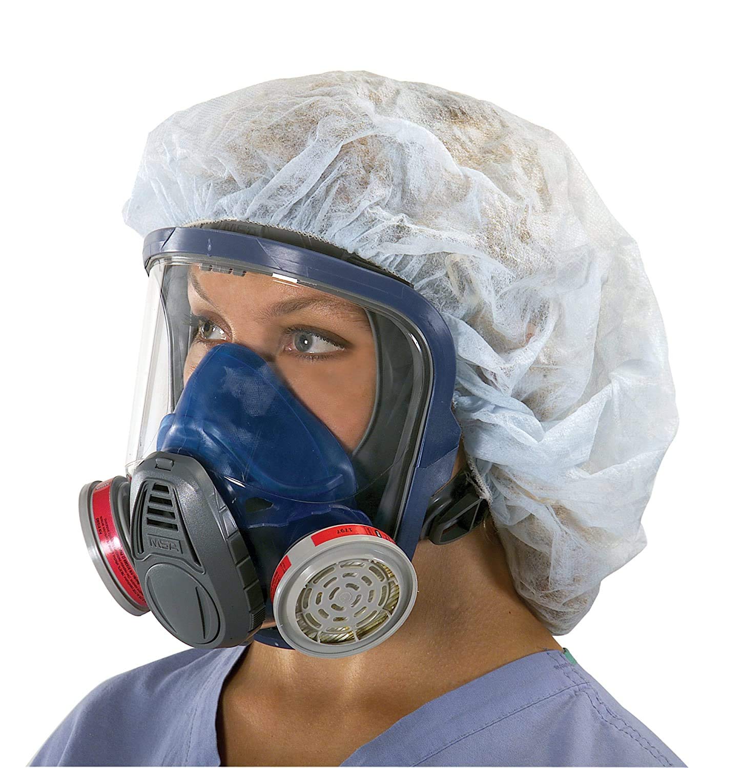 MSA 10028995 Advantage 3200 Series Full-Facepiece Respirator - Size: Medium, Harness Style: Rubber, Twin-Port