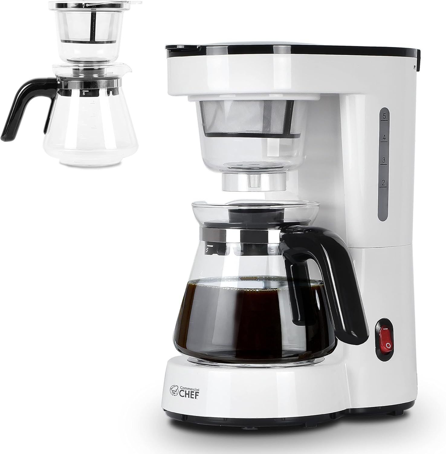 Commercial Chef Drip Coffee Maker with Pour Over Filter, 5 Cup, 0.75L Water Tank, Brews in 6 Minutes