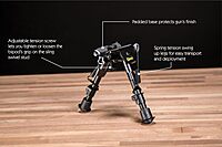 CALDWELL XLA Fixed Bipod with Adjustable Notched Legs and Padded Base