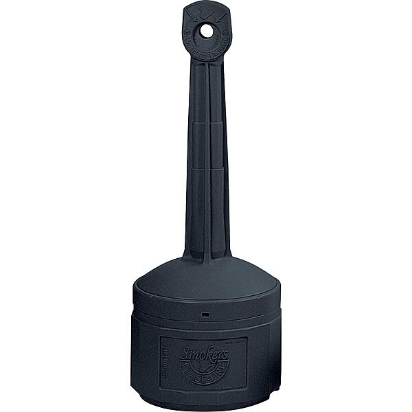 Justrite 26800D 16 1/2'' X 38 1/2'' Deco Black Smokers Cease-Fire Polyethylene Cigarette Butt Receptacle, English