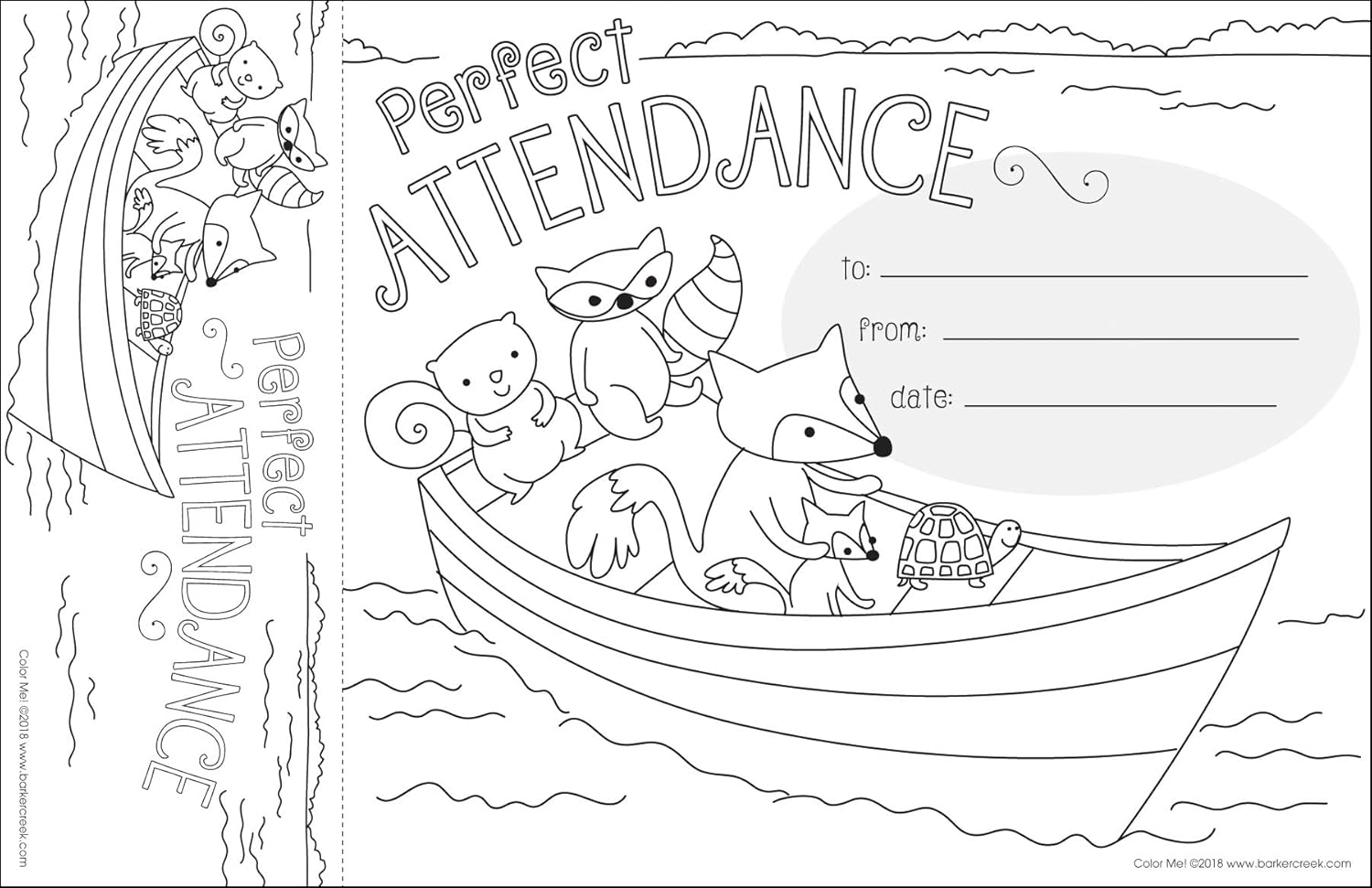 BARKER CREEK Recognition Awards and Bookmarks, Color Me Attendance, Awards are 6-3/8" x 5-1/2"