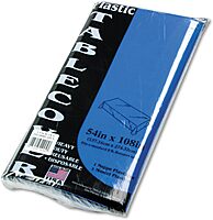 Tablemate 549BL Table Set Rectangular Table Cover, Heavyweight Plastic, 54 x 108, Blue, 6/Pack
