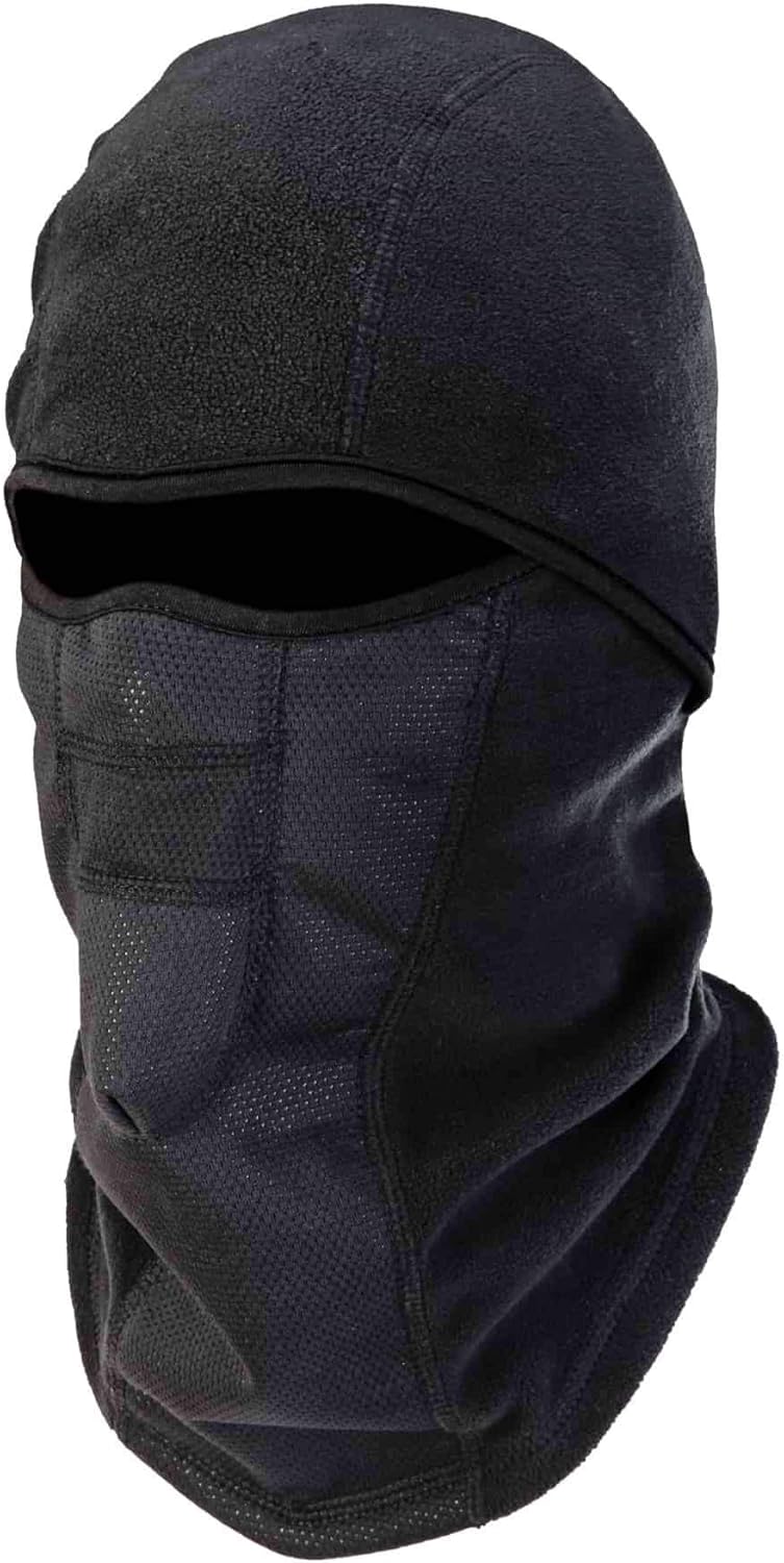 Ergodyne N-Ferno 6823 Balaclava Ski Mask, Wind-Resistant Face Mask, Hinged Design, Each, Black, One Size