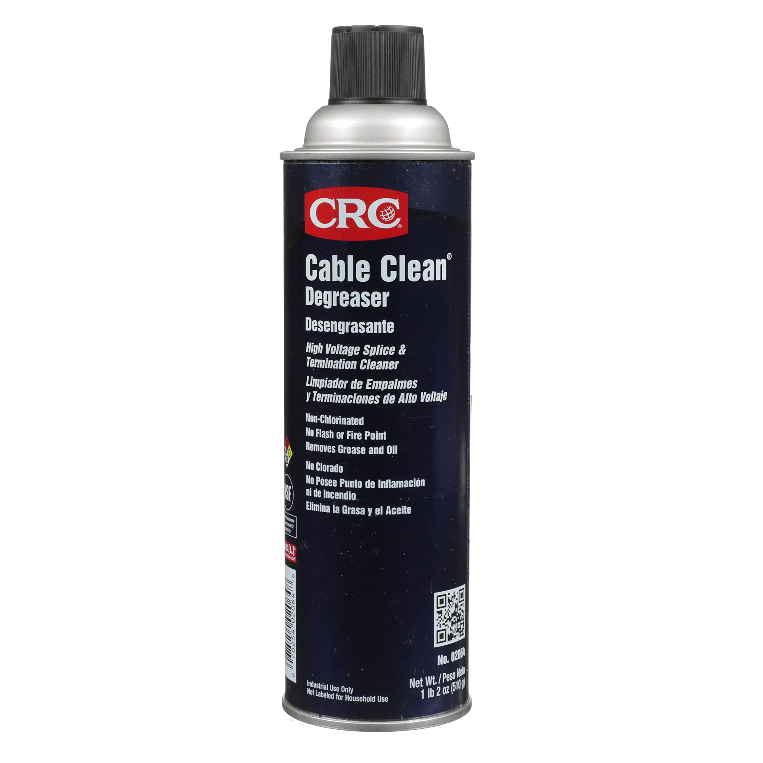 CRC Cable Clean High Voltage Splice Cleaner Plus Heavy Duty Liquid Degreaser, 18 oz Aerosol Can
