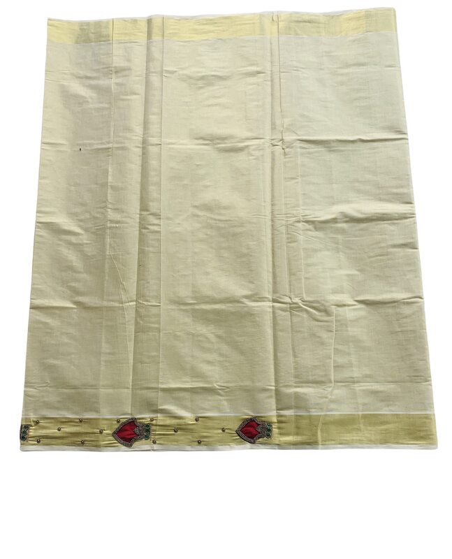 ALLUVY Kuthampully Kerala Kasavu Sarees For Women | Handcrafted Palakka Aari work Kerala Sarees | Tissue Onam Saree With Running Blouse | South Indian Sarees |EKM-676 (Maroon)