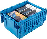 Monoflo International Contenedor de distribución con Tapa abatible 28 – 1/8 X 20 Azul – 3/4 X 15 – 5/8