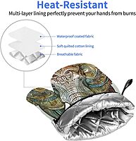 Elephant Print Printed Oven Mitts 2pcs - Heat Resistant Waterproof Fabric Oven Gloves for Kitchen, Baking