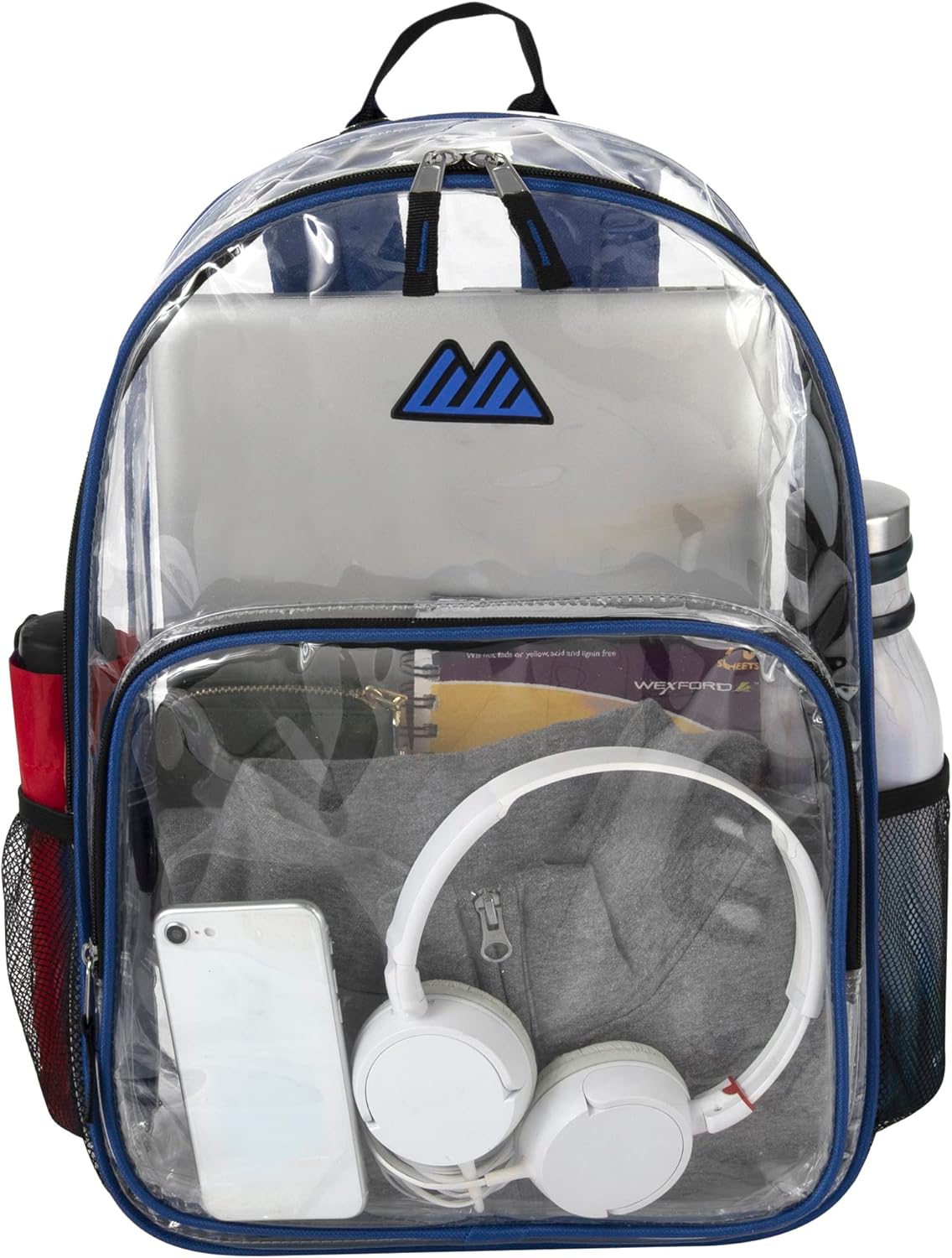Summit Ridge Waterproof Clear Backpack with Water Bottle Holder - Stadium Approved Heavy-Duty Clear Backpack