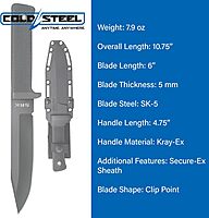 COLD STEEL SRK Tactical Fixed Blade Knife w/Secure-Ex Sheath