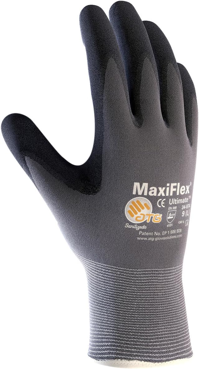 MaxiFlex Ultimate 34-874/XS Seamless Knit Nylon/Lycra Glove with Nitrile Coated Micro-Foam Grip on Palm and Fingers