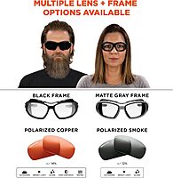 Ergodyne Skullerz LOKI Convertible Polarized Safety Spoggles- Includes Foam Gasket and Strap to Convert to Goggle Polarized Copper Lens, Black Frame