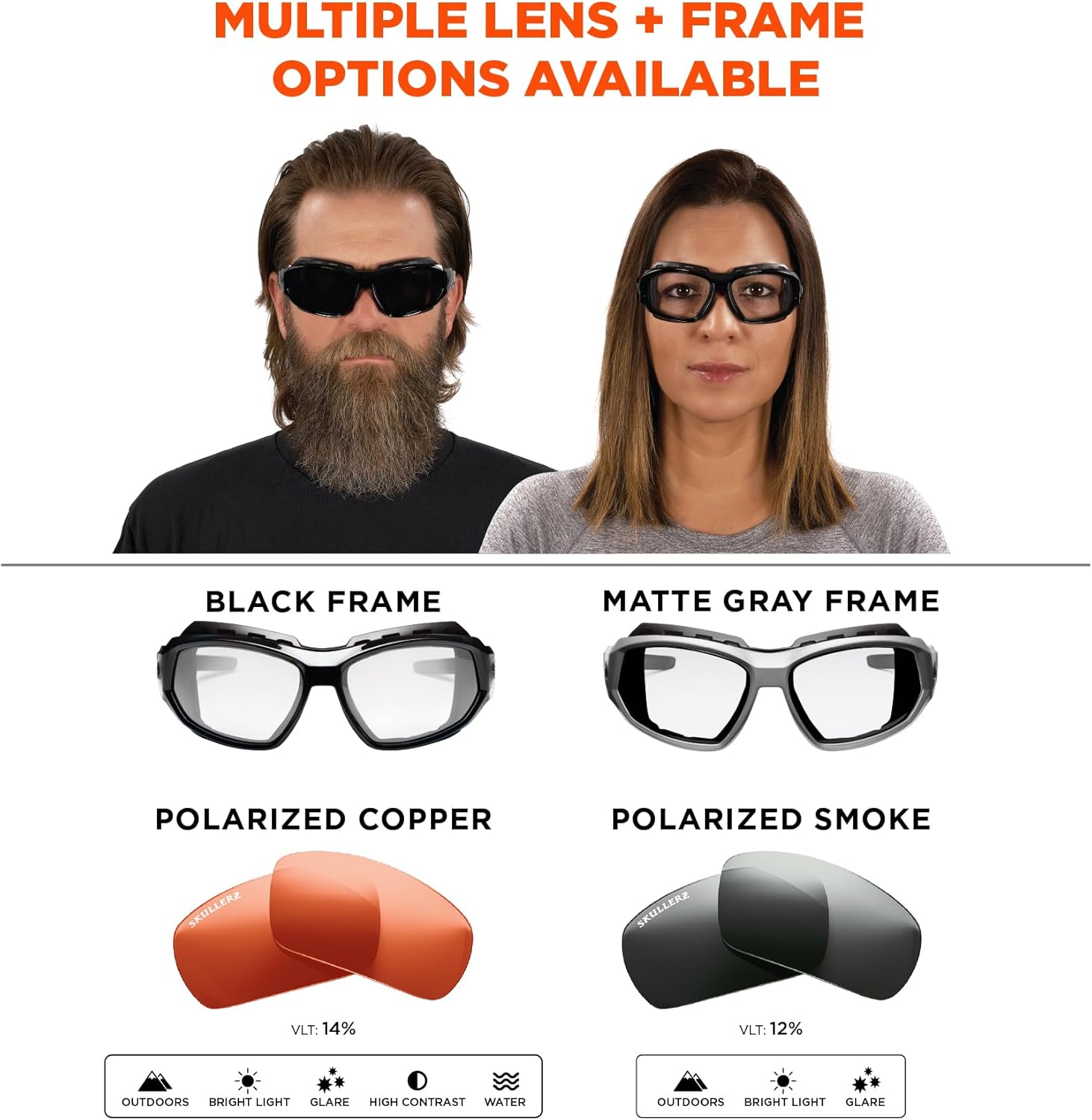 Ergodyne Skullerz LOKI Convertible Polarized Safety Spoggles- Includes Foam Gasket and Strap to Convert to Goggle Polarized