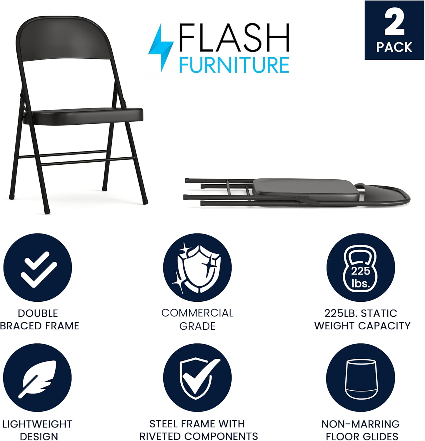 Flash Furniture HERCULES Series Double Braced Metal Folding Chair