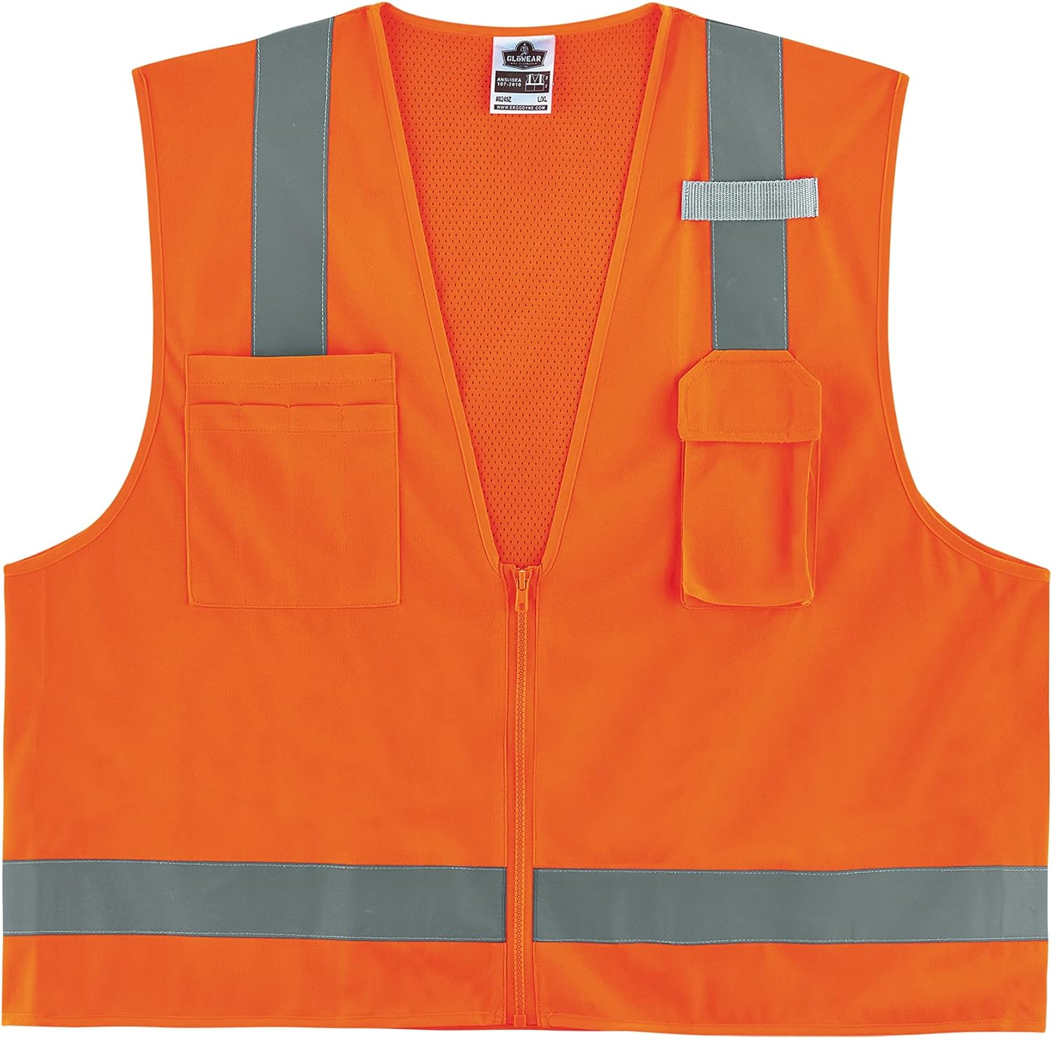 Ergodyne GloWear 8249Z Hi-Vis Surveyor Safety Vest, Solid Front Mesh Back, Type R Class 2