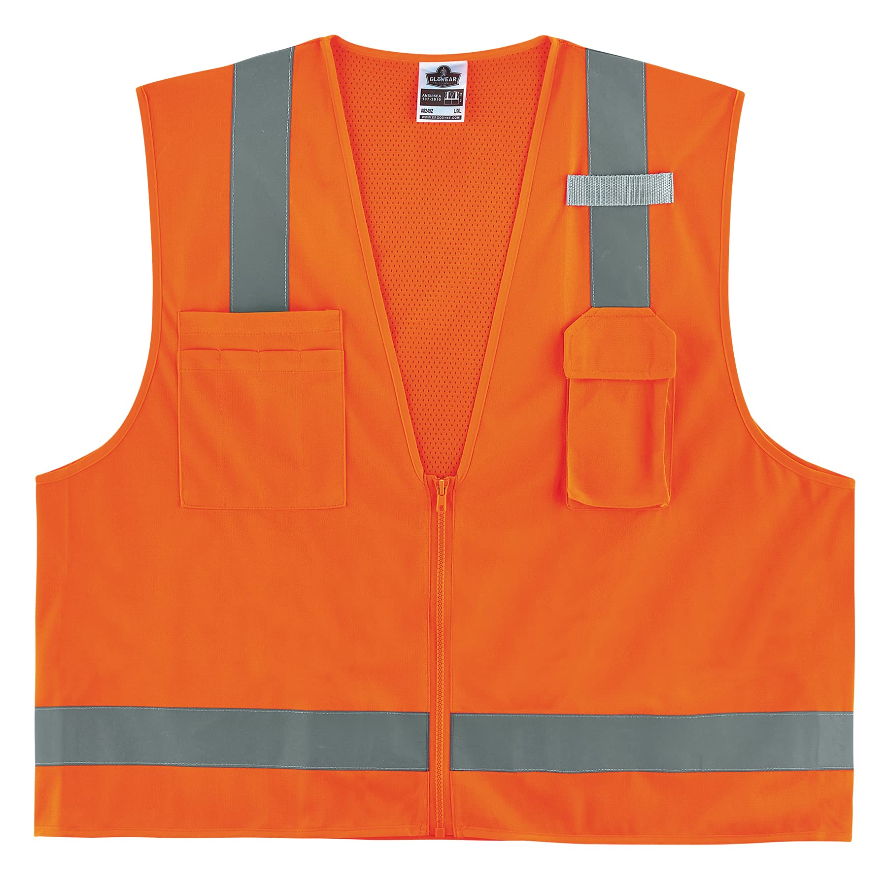 Ergodyne GloWear 8249Z Hi-Vis Surveyor Safety Vest, Solid Front Mesh Back, Type R Class 2