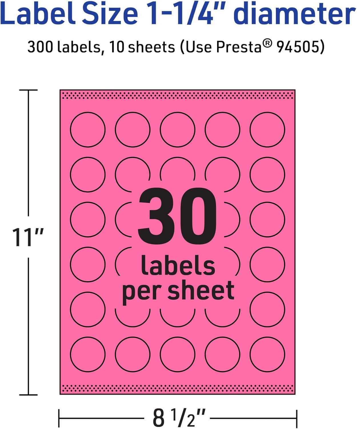 Avery Printable Round Labels, Sure Feed Technology, 1-1/4 in. Diameter, Bright Pink, Print-to-The-Edge, Laser/Inkjet