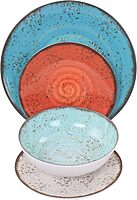 Elama Pryce 12-Piece Melamine Dinnerware Set, Assorted Colors