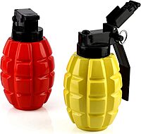 Caliber Gourmet Condiment Dispenser Set. Grenade Shape for BBQ Grill, Camping & Picnics, Ketchup Mustard Bundle Set
