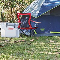 Coleman Broadband Mesh Quad Camping Chair with Carry Bag & Cup Holder, Cooling Mesh Back with Adjustable Arms