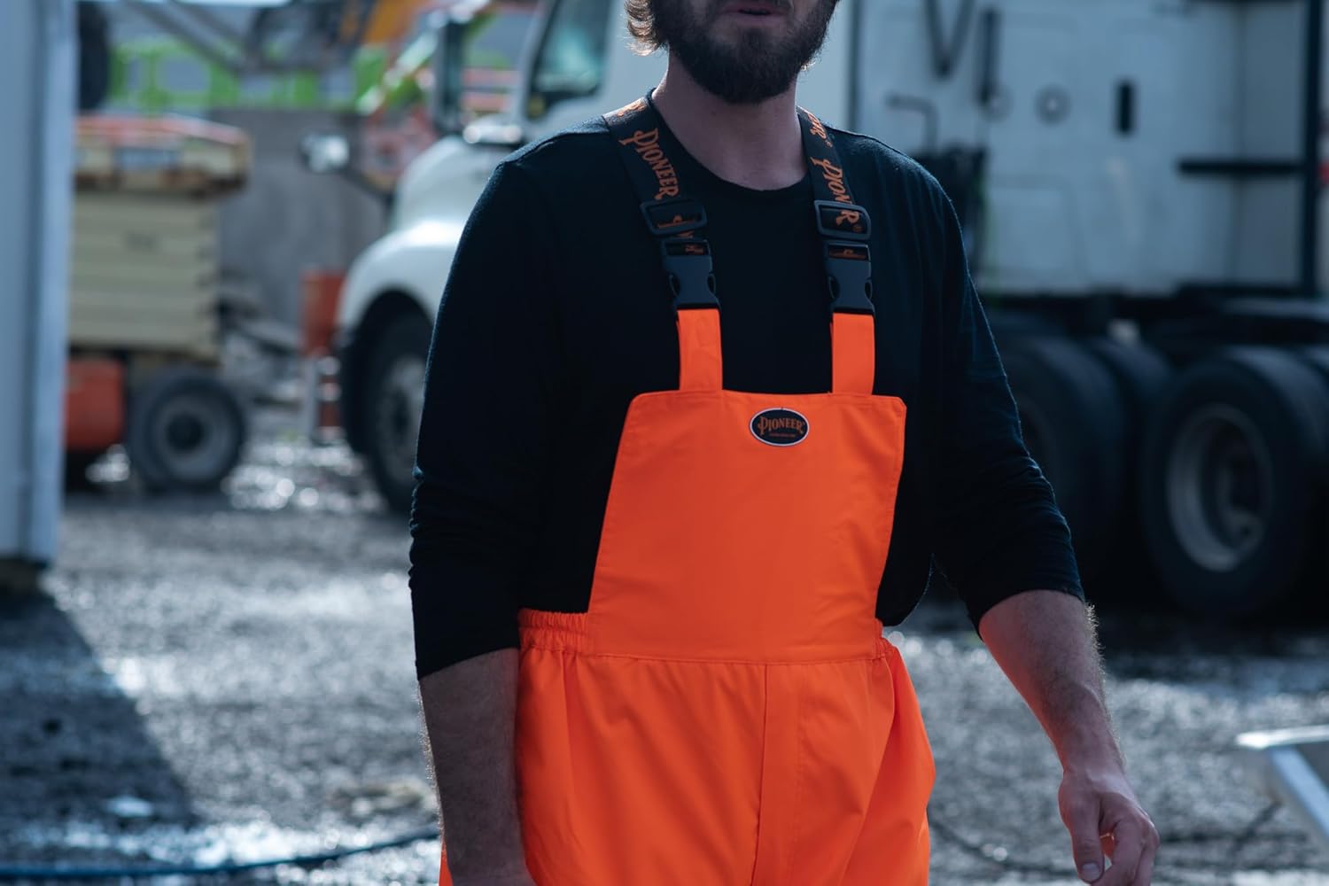 Pioneer Hi Vis Ripstop Waterproof Bib Pants/Overalls for Men - Reflective Safety Work Rain Pants