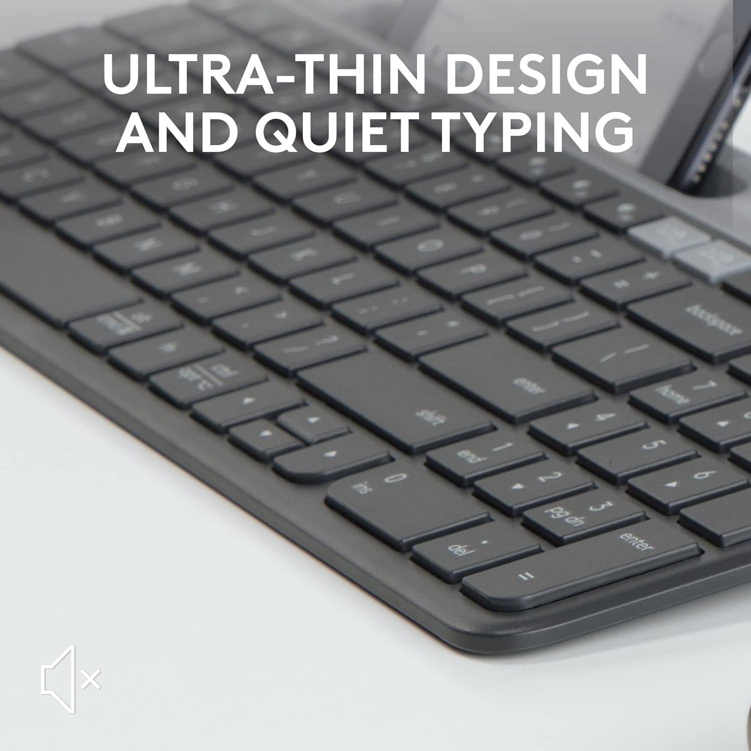 Logitech K585 Multi-Device Slim Wireless Keyboard, Built-in Cradle for Device; for Laptop, Tablet, Desktop, Smartphone