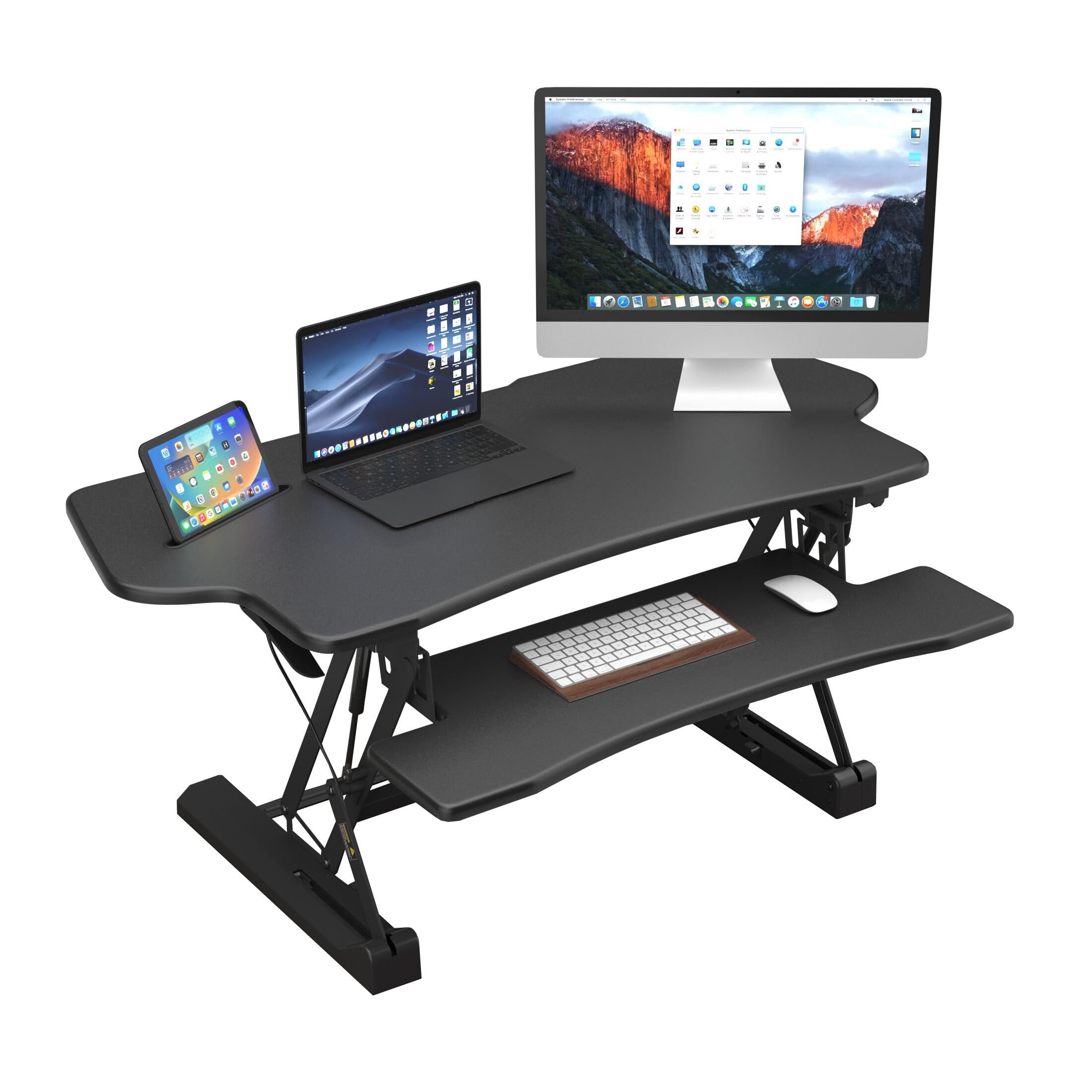 Mount-It! Height Adjustable Standing Desk Converter, Extra Large 48” Wide Tabletop for Dual Monitors