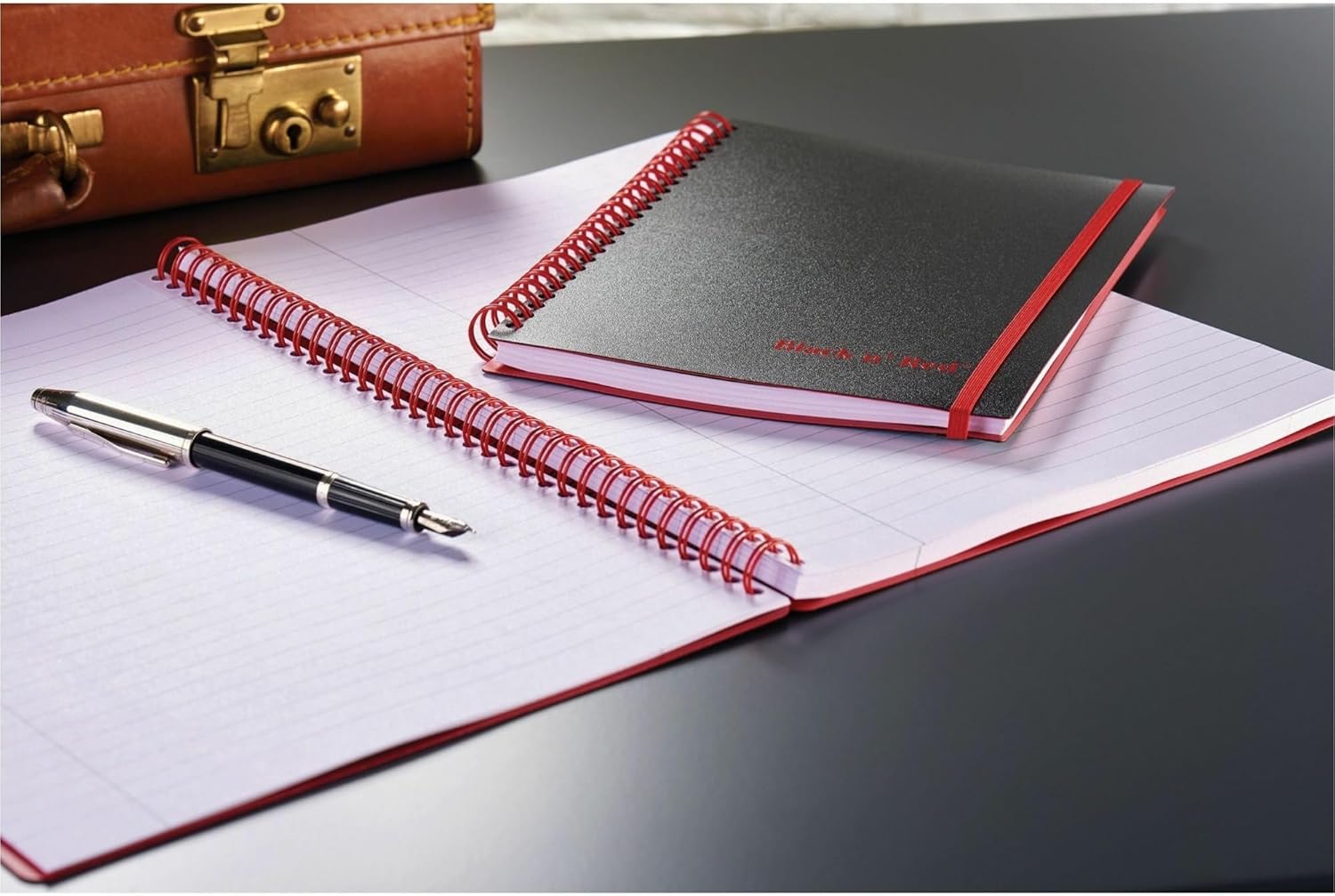 Black n' Red Notebook, Business Journal, Optik Paper, Wirebound, 70 Sheets, Ruled, SCRIBZEE-compatible