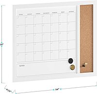 Martha Stewart Everette Magnetic Dry-Erase Monthly Calendar And Cork Board Combo, 18 x 24 in